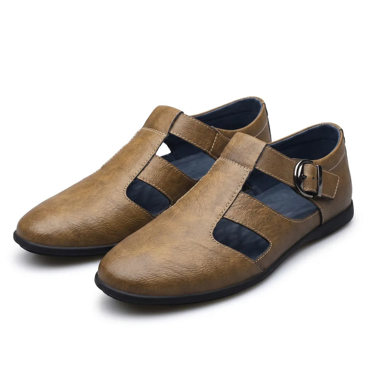 Barnett Jackson Leather Loafers - Color:Khaki;Size:38
