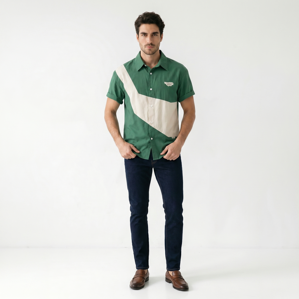 Raymond Cotton Colorblock Shirt