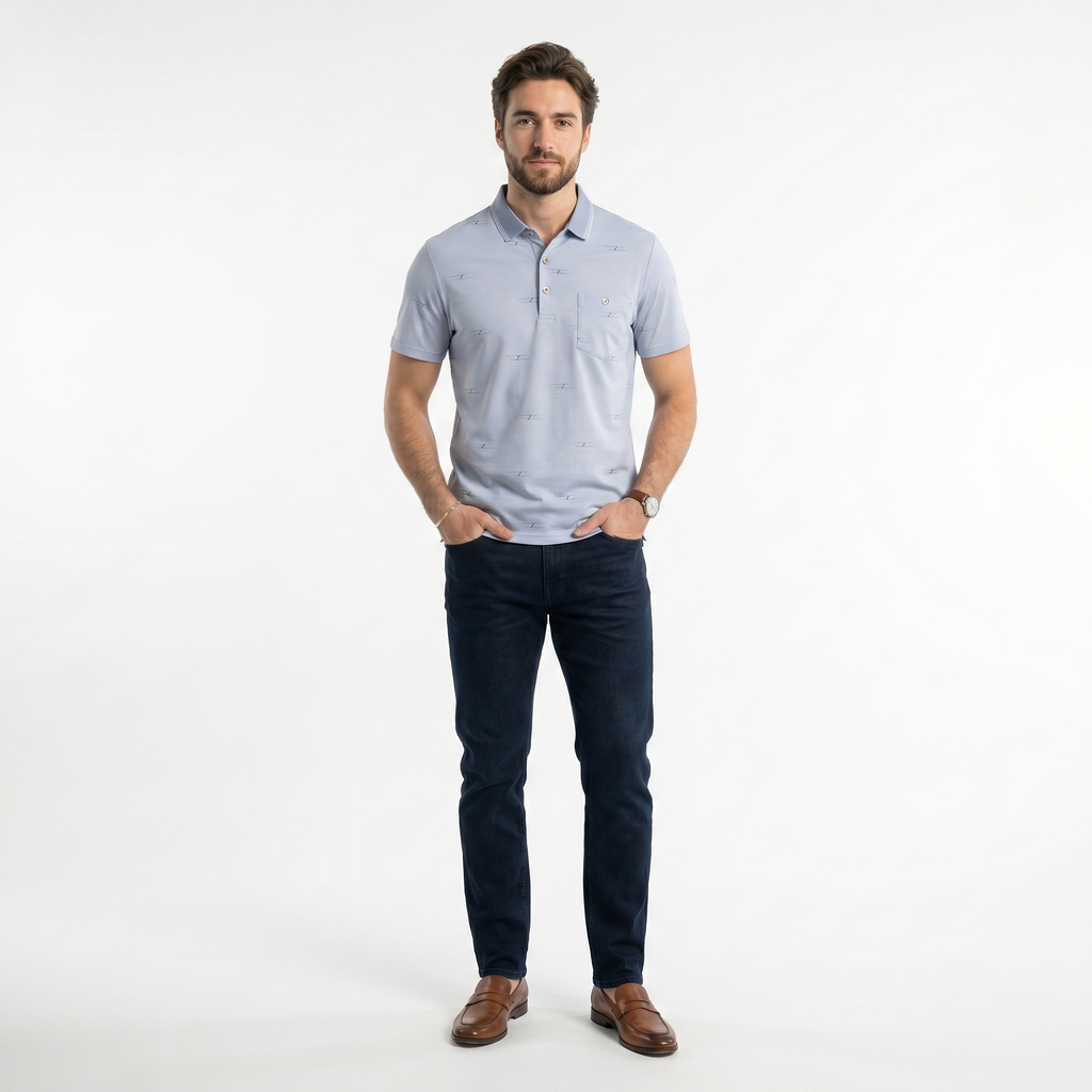 Farrell Striped Mesh Polo