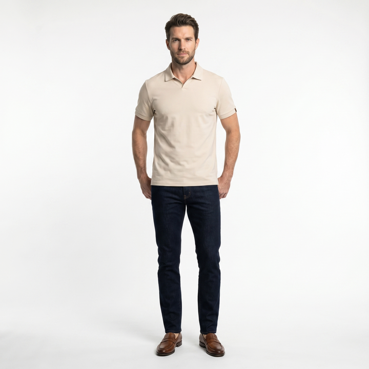 Jade V Neck Cotton Polo