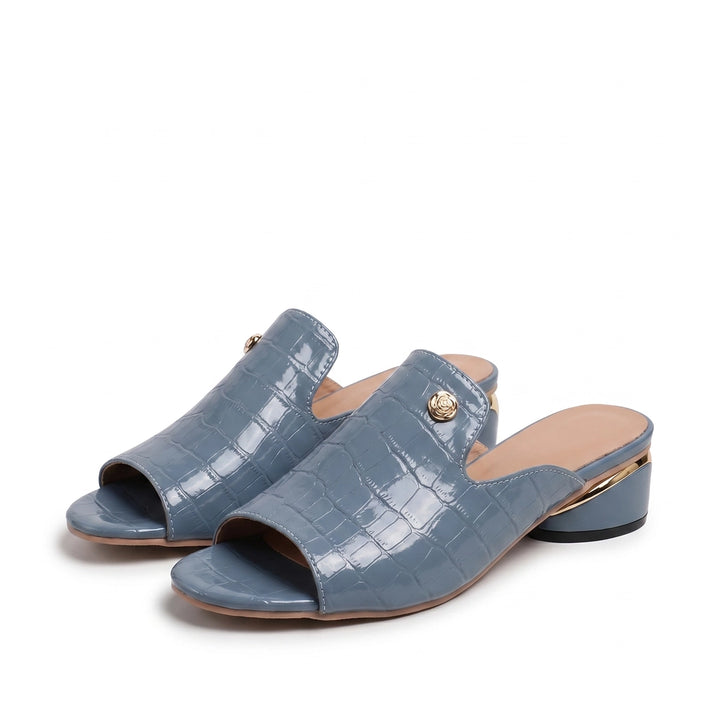 Bella Block Heel Slides - Color:Gray;Size:35