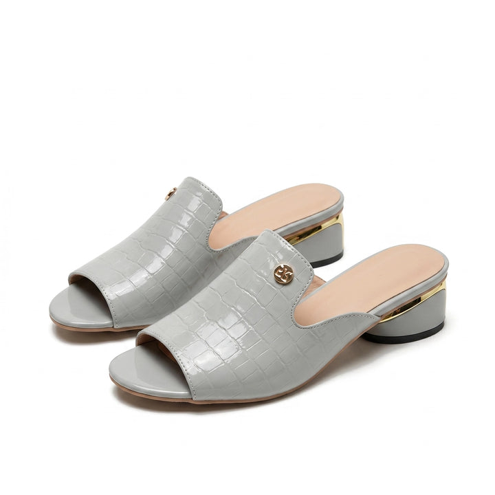 Bella Block Heel Slides - Color:Sky Blue;Size:35