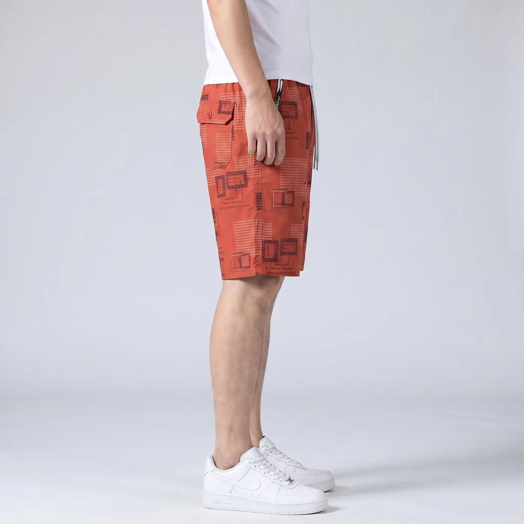 Red Marston Cotton Cargo Shorts 4