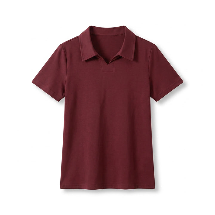 Bethany Polo Collar Shirt - Color:Dark Red;Size:S