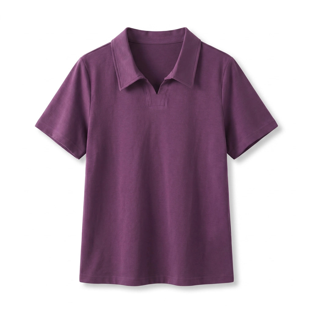 Bethany Polo Collar Shirt - Color:Orchid Purple;Size:S
