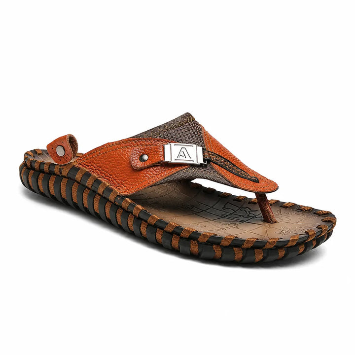 Men's Brown Bishop Leather Flip Flops