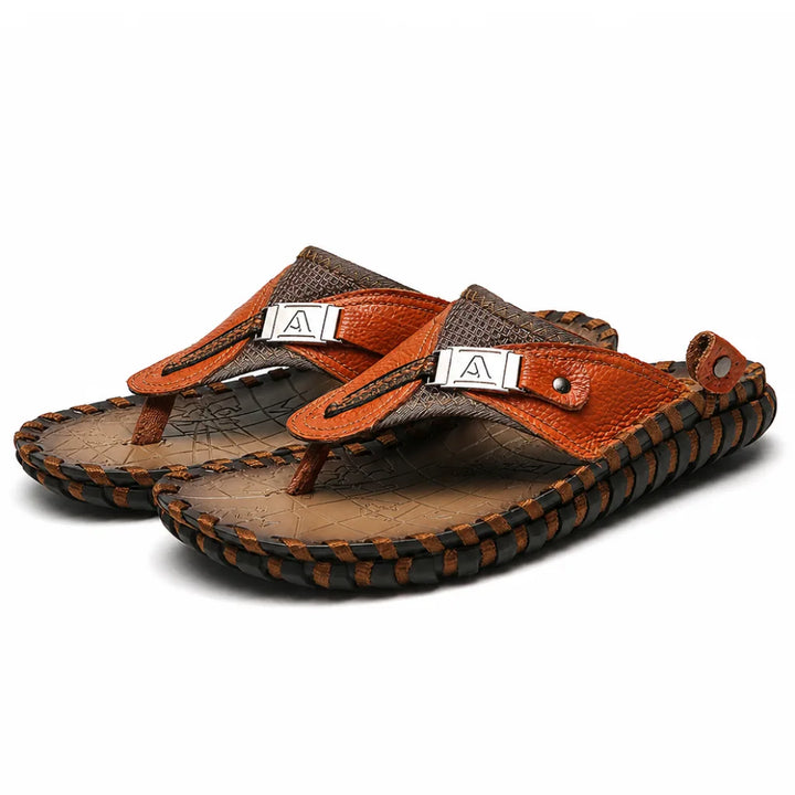 Bishop Toe-Post Flip Flops - Color:Brown;Size:38