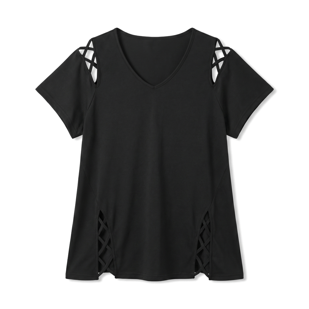 Black Avery Cold-Shoulder Top 1