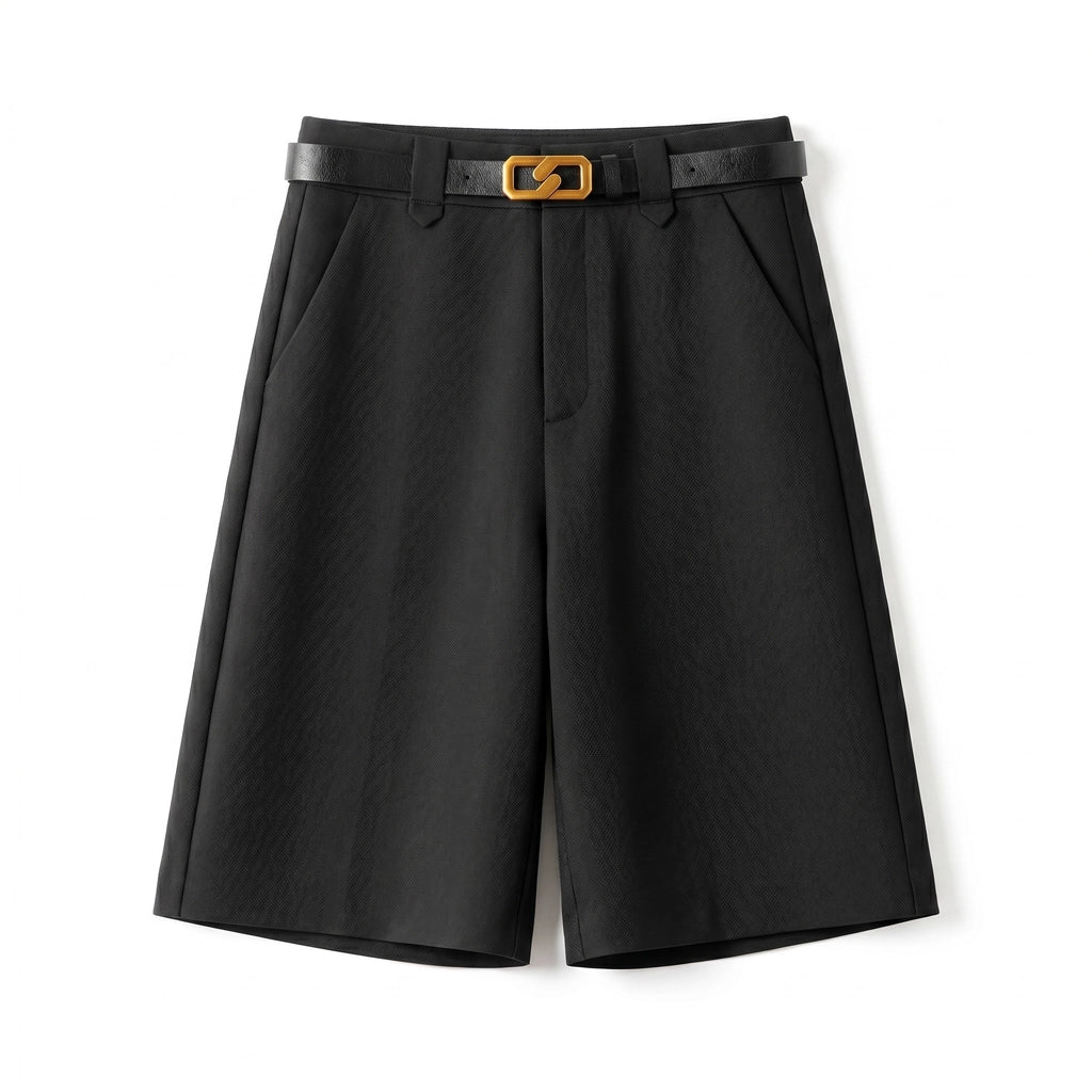 Emilia Cotton Wide-Leg Shorts - Color:Black;Size:XS