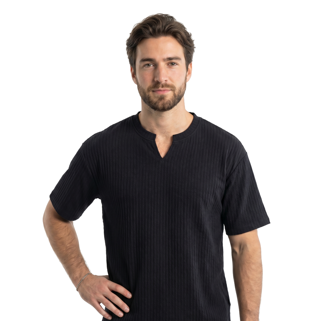 Black Caleb V-Neck T-Shirt 6