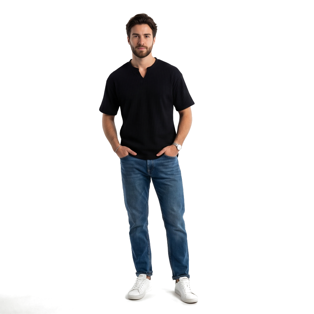 Black Caleb V-Neck T-Shirt 6