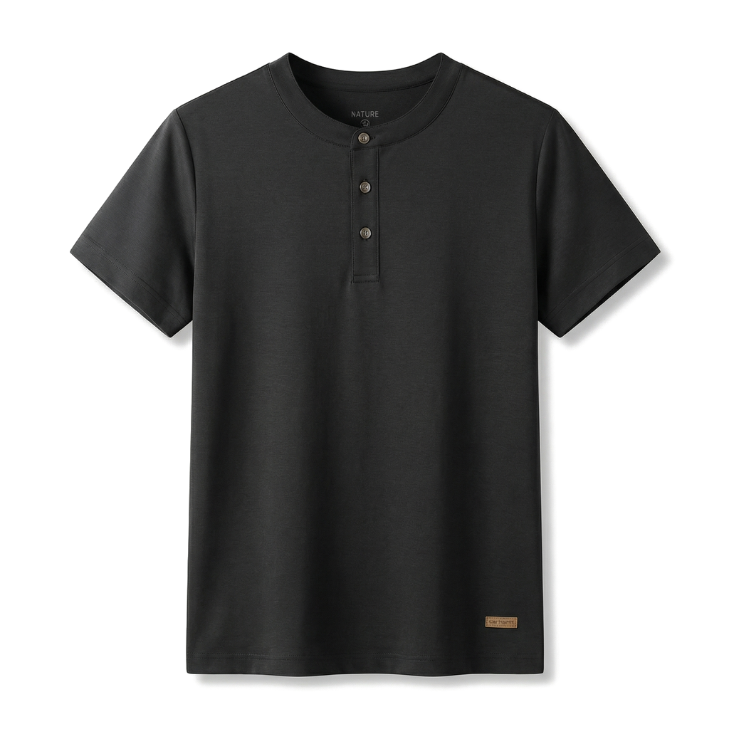 Black Julian Silk Blend Henley 1