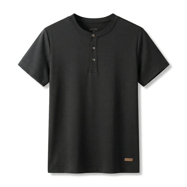 Black Julian Silk Blend Henley 1