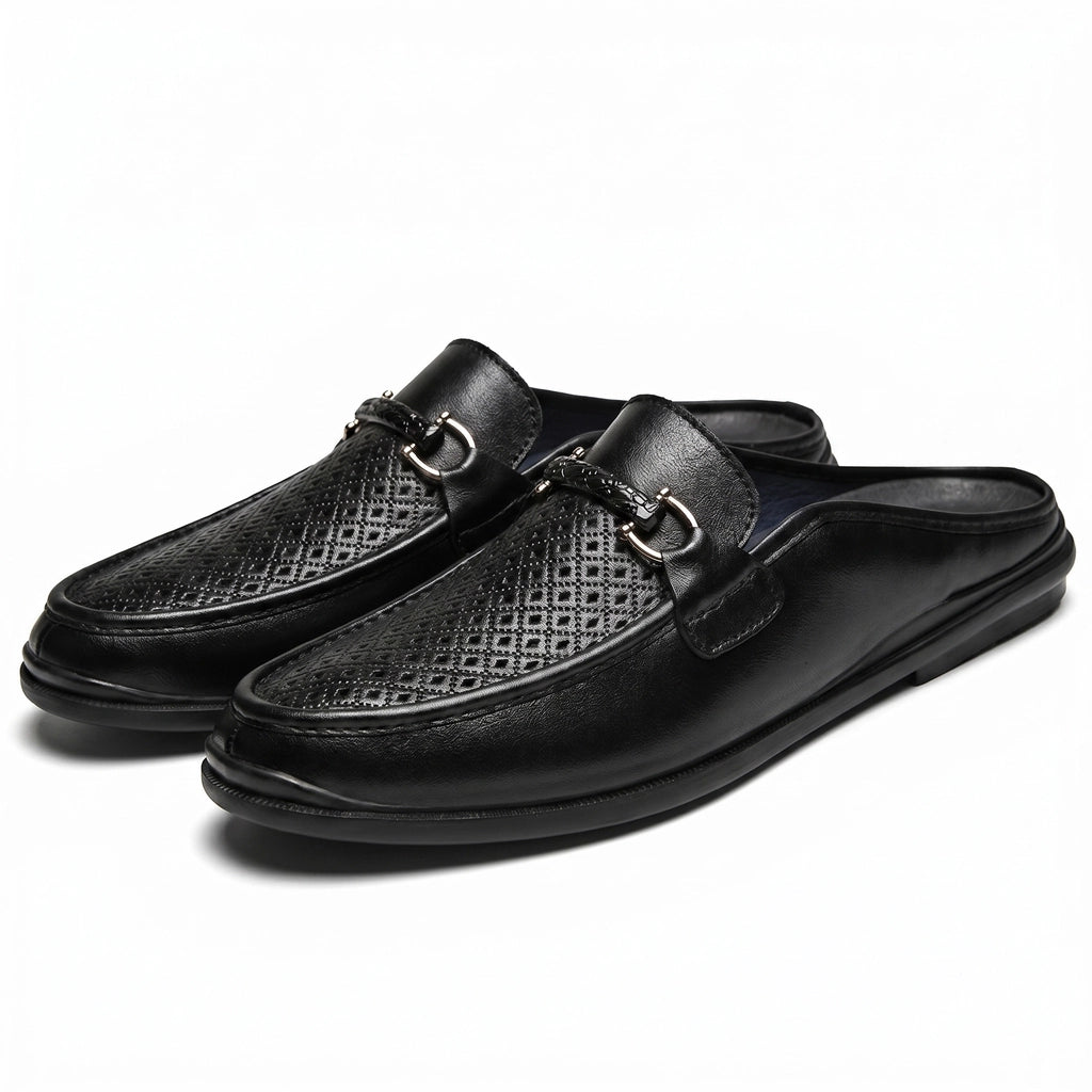 Gustavo Italian Mule Loafers - Color:Black;Size:38