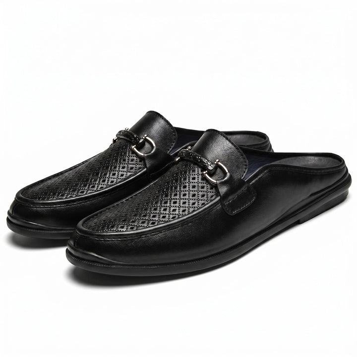 Gustavo Italian Mule Loafers - Color:Black;Size:38