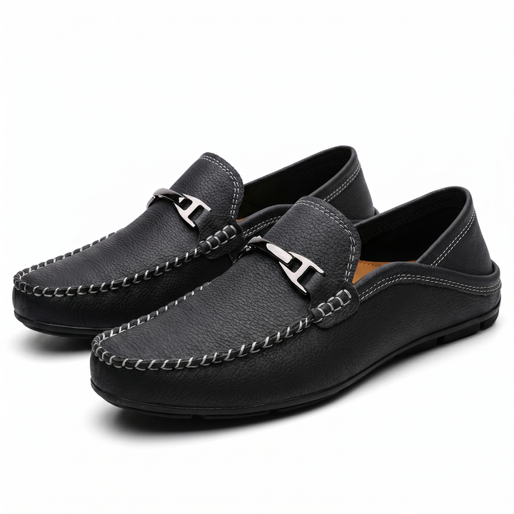 Black Mason Leather Slip-On Loafers 1