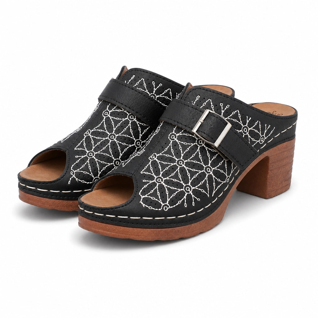 Carolina Buckle Heels - Color:Black;Size:36