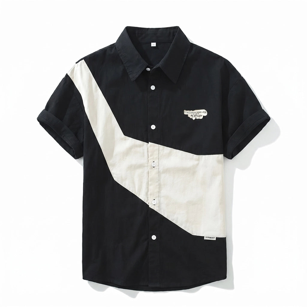 Raymond Cotton Colorblock Shirt - Color:Black;Size:S