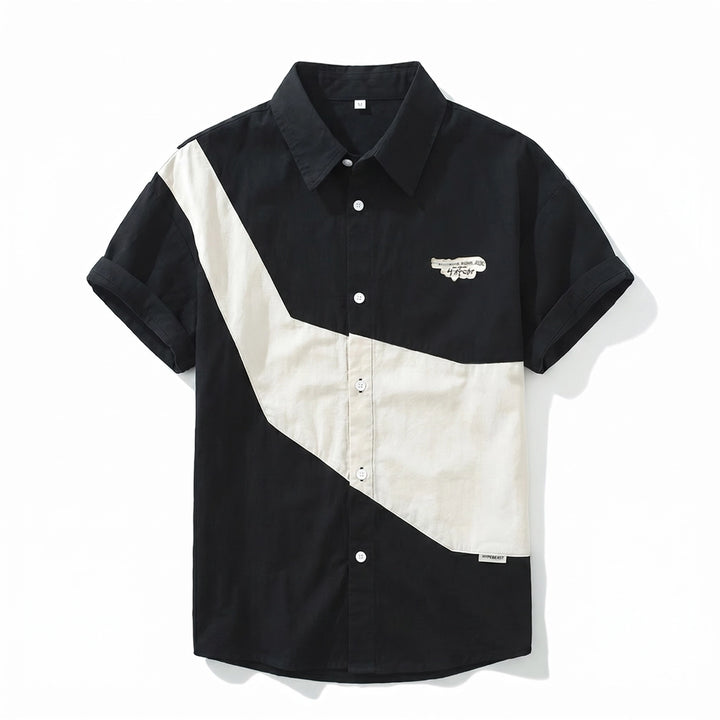 Raymond Cotton Colorblock Shirt - Color:Black;Size:S