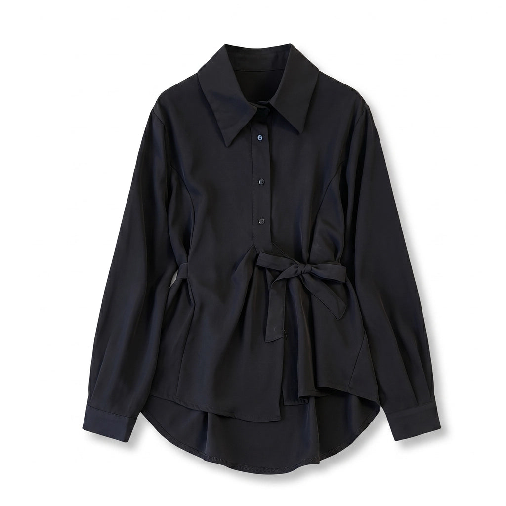 Adriana Long-Sleeve Blouse - Color:Black;Size:M