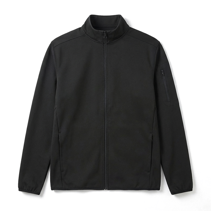 Black Slim Fit Windproof Jacket with Stand Collar 1