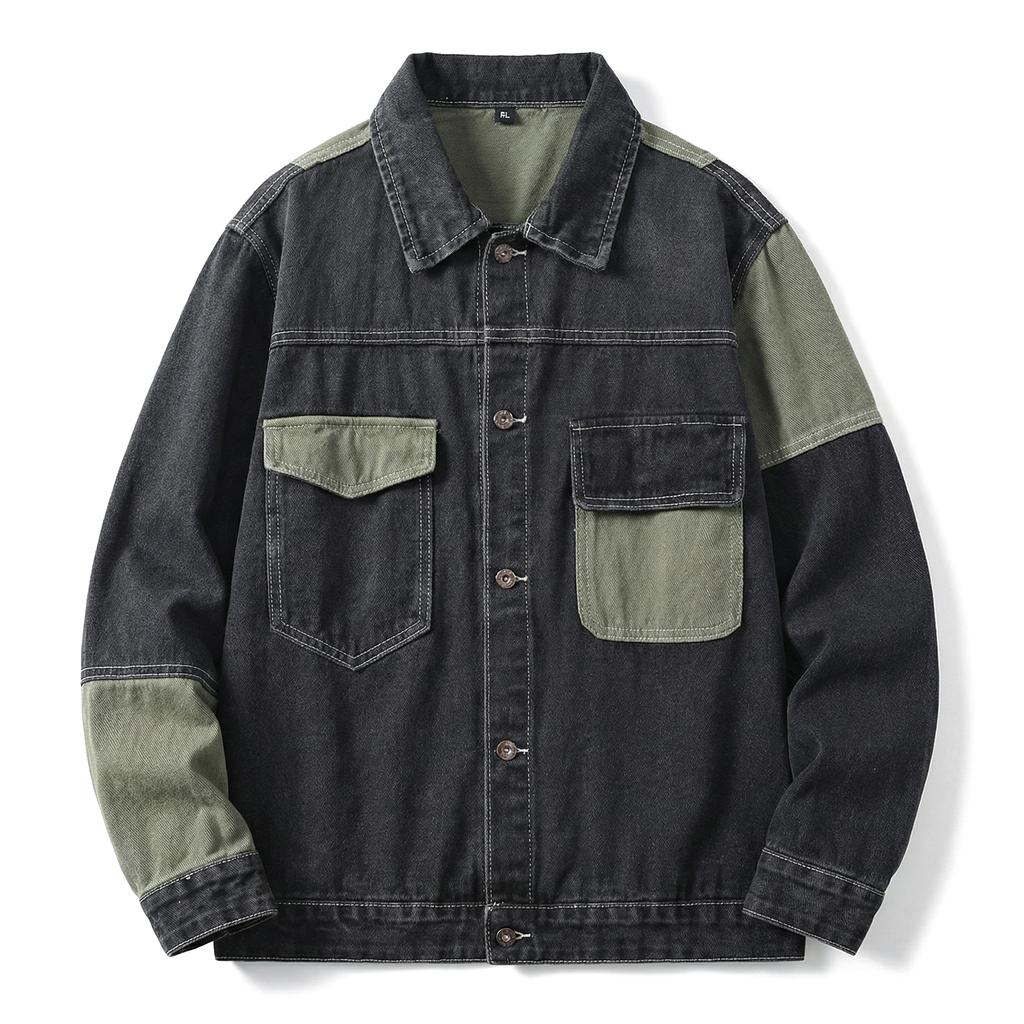 Black Weston Paneled Denim Jacket 3