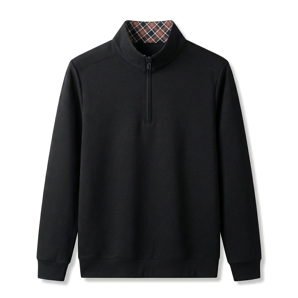 Black Xidushi Cotton Mock-Neck Top 1
