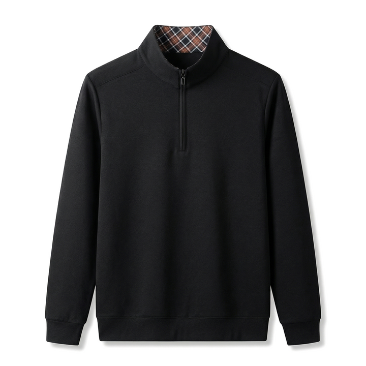 Black Xidushi Cotton Mock-Neck Top 1