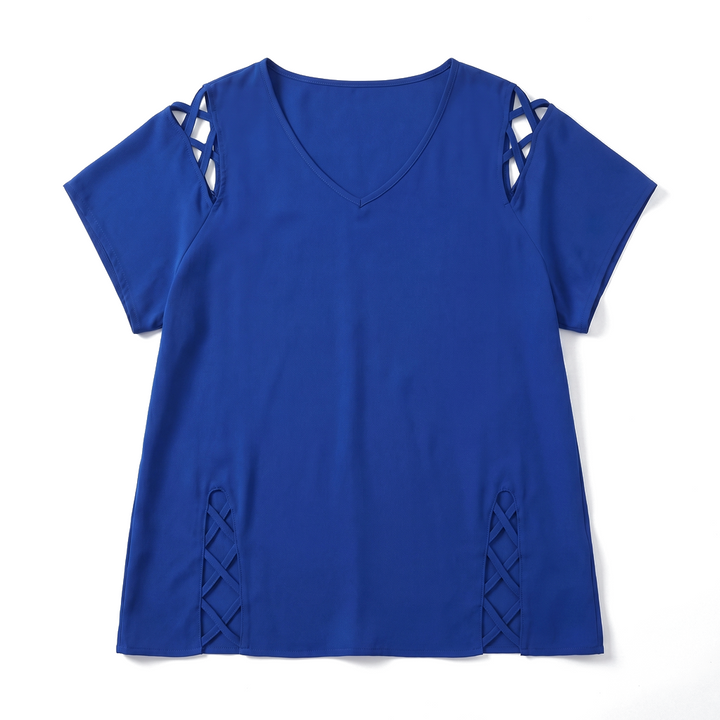 Blue Avery Cold-Shoulder Top 1