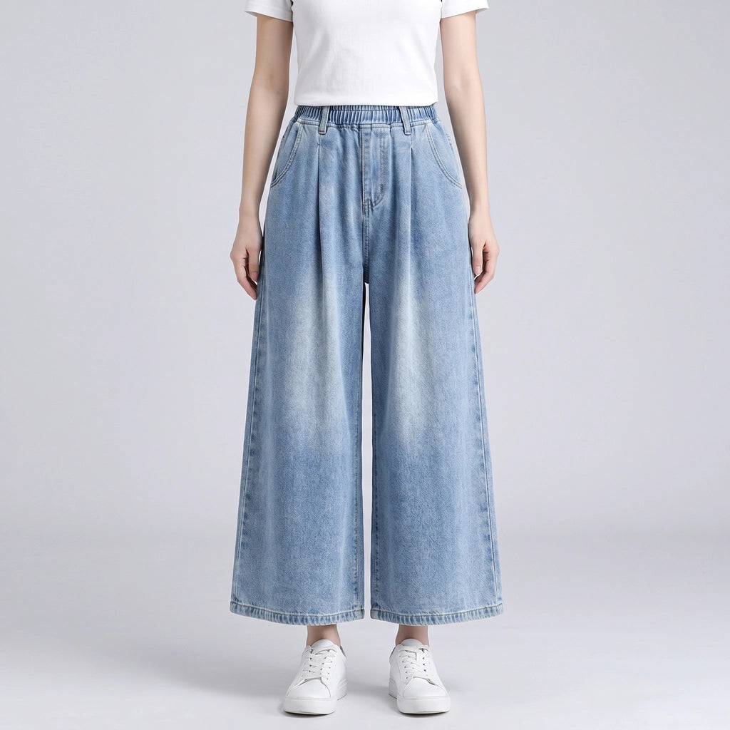 Blue Ingrid Wide-Leg Denim Culottes 2