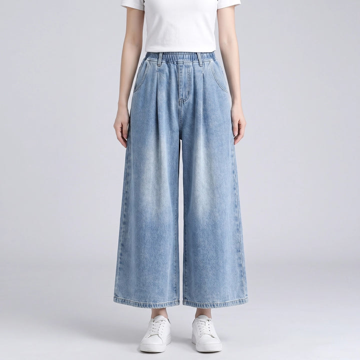 Blue Ingrid Wide-Leg Denim Culottes 2