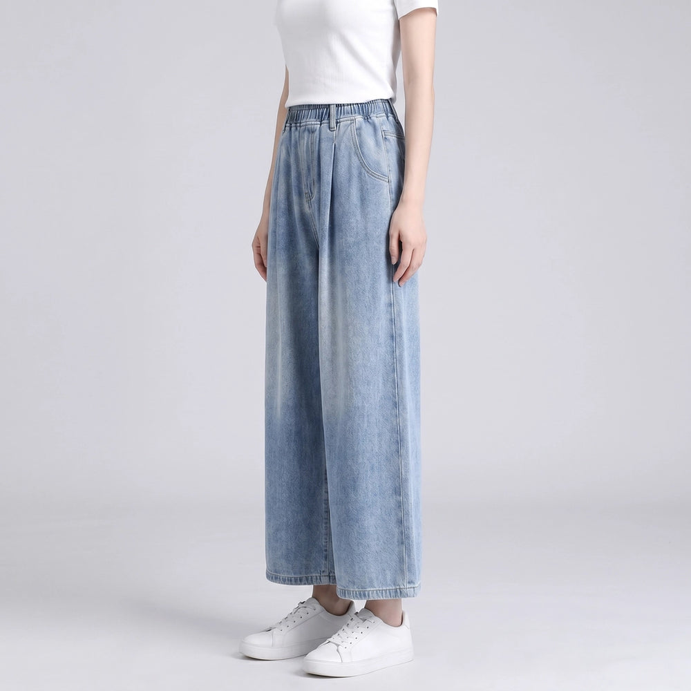 Blue Ingrid Wide-Leg Denim Culottes 5