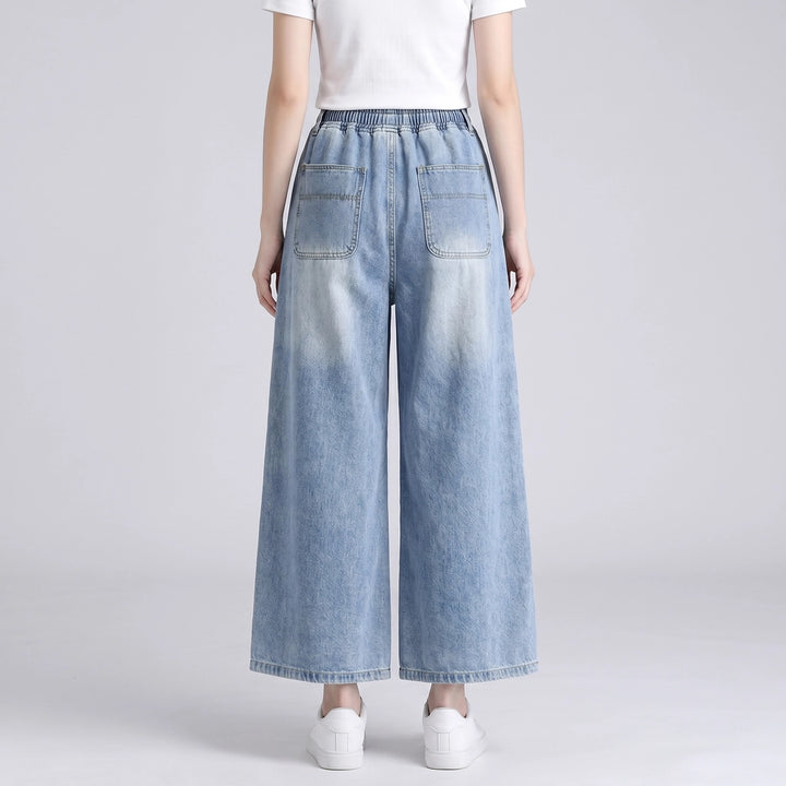 Blue Ingrid Wide-Leg Denim Culottes 4
