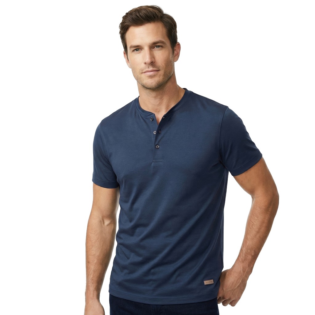 Blue Julian Silk Blend Henley 1