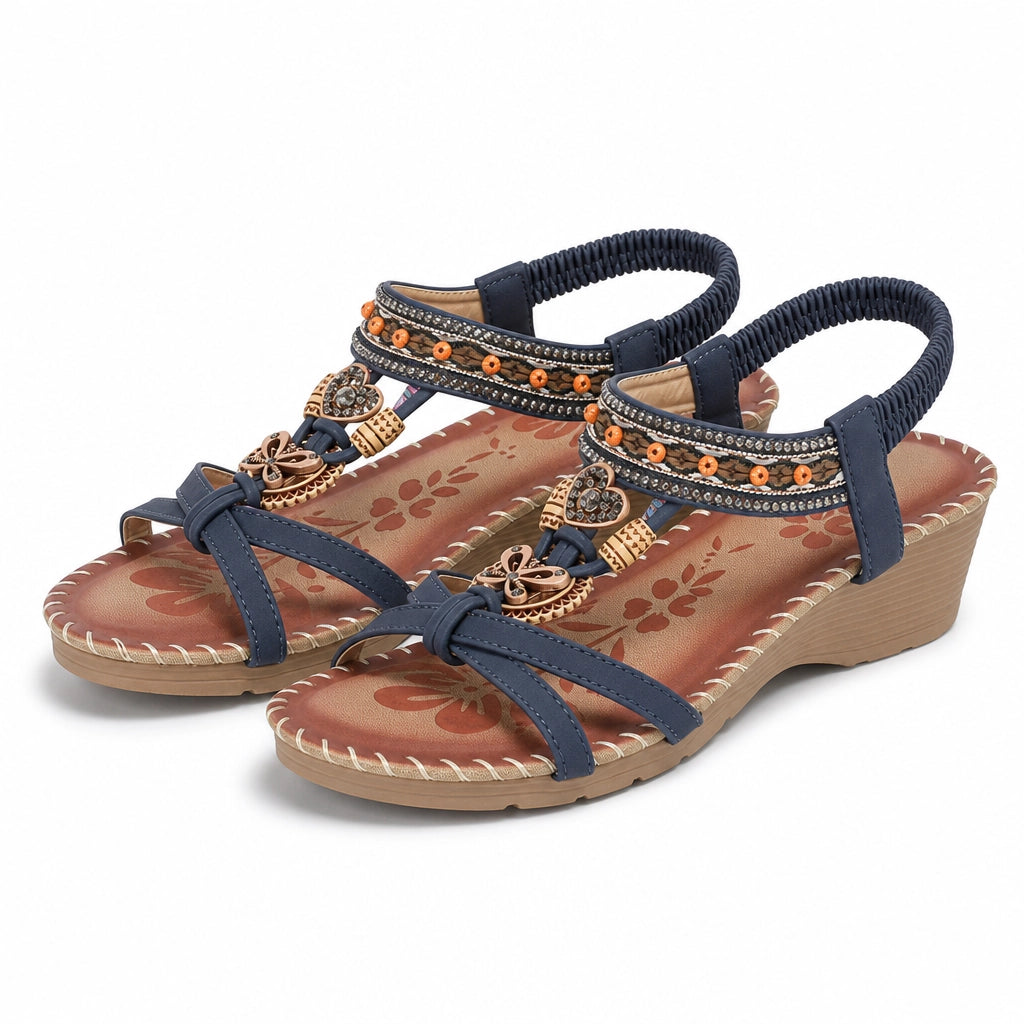 Camila Wedge Sandals - Color:Blue ;Size:35
