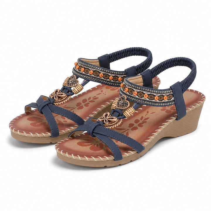 Camila Wedge Sandals - Color:Blue ;Size:35
