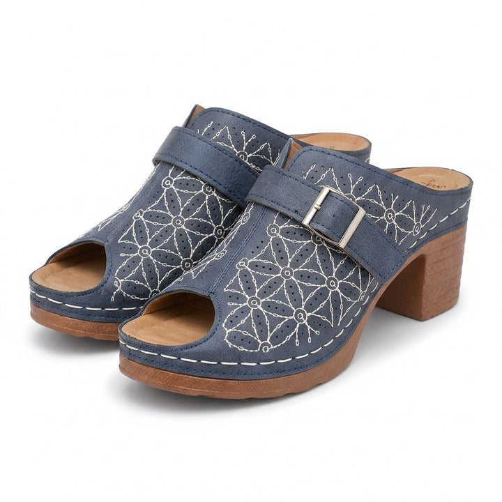 Carolina Buckle Heels - Color:Blue;Size:36