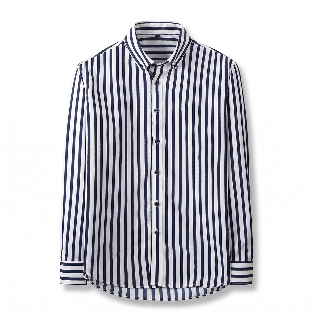 Gabriel Striped Slim Shirt - Color:Blue;Size:38