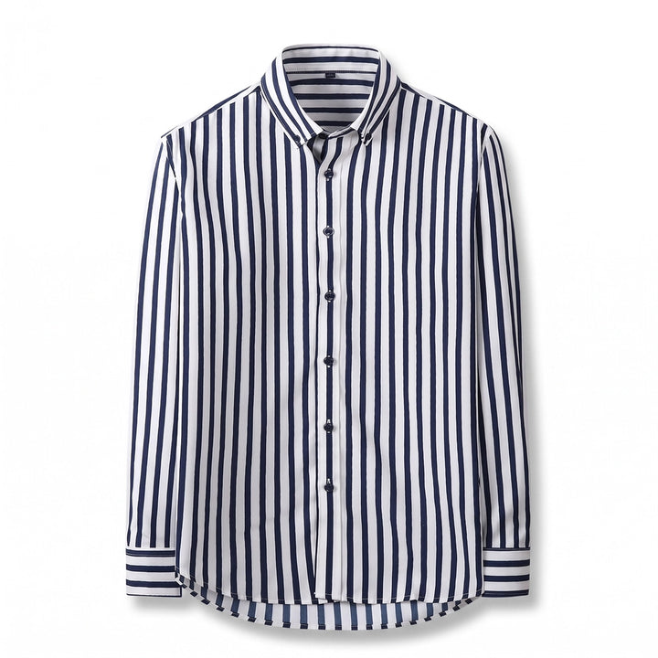 Gabriel Striped Slim Shirt - Color:Blue;Size:38