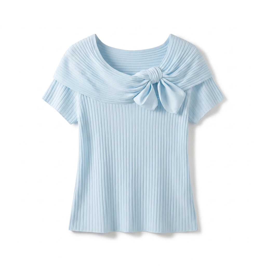 Madeline Short-Sleeve Top - Color:Blue;Size:XS