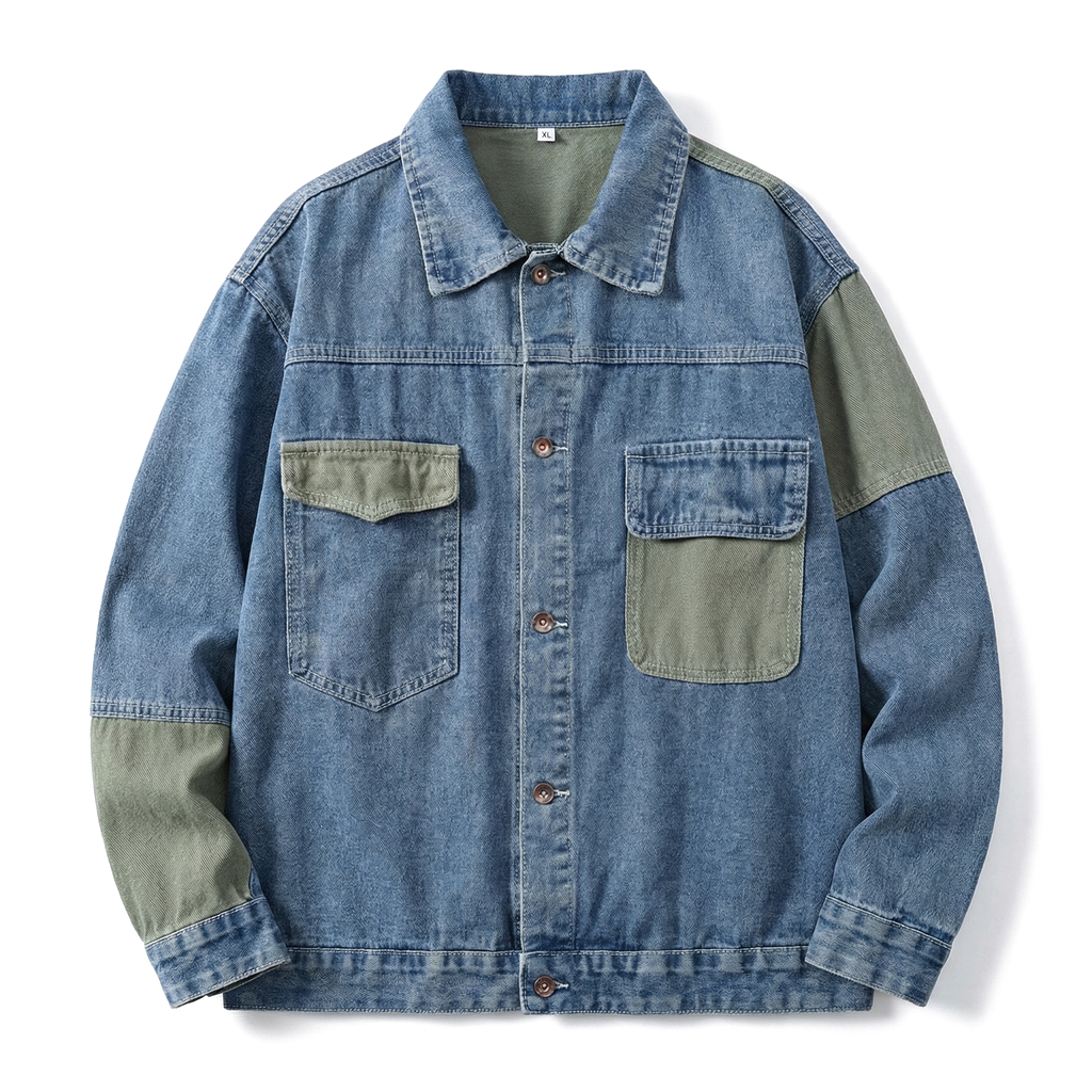 Blue Weston Paneled Denim Jacket 1