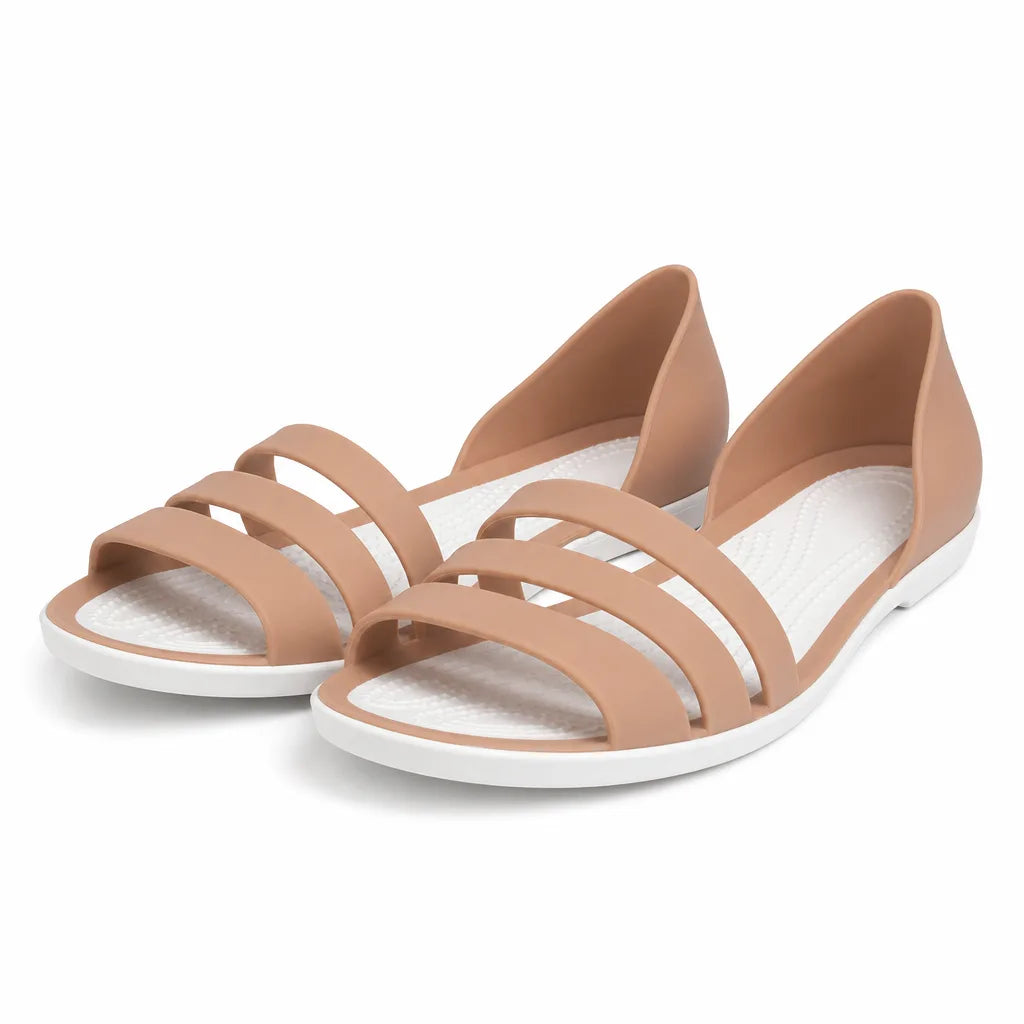 Bowen Flat Slide Sandals - Color:Brown;Size:36
