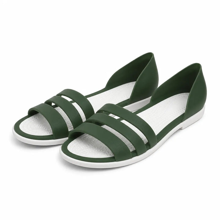 Bowen Flat Slide Sandals - Color:Green;Size:36