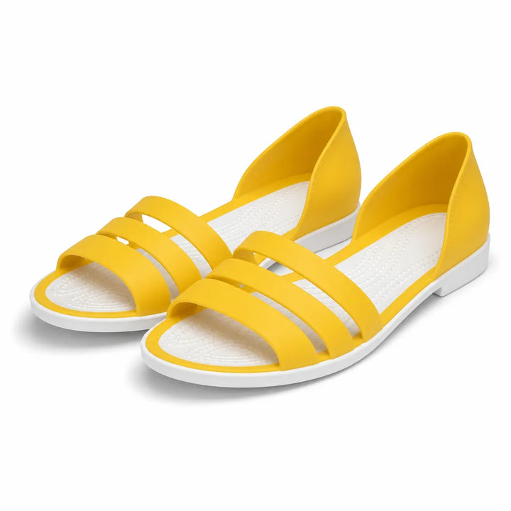 Bowen Flat Slide Sandals - Color:Yellow;Size:36