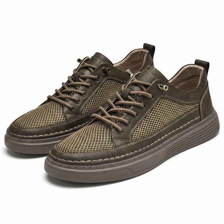 Bradley Breeze Leather Sneakers - Color:Khaki;Size:38