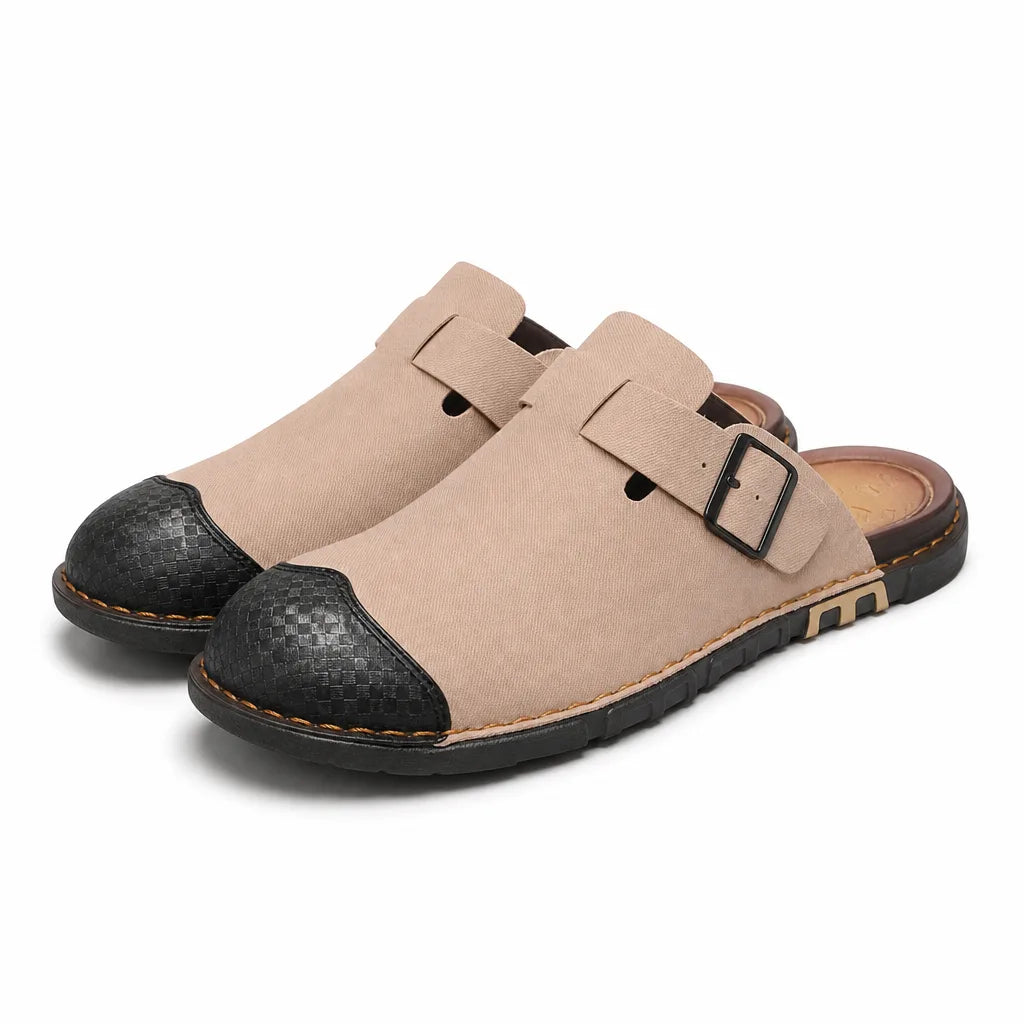 Brewster Closed Toe Slides - Color:Beige;Size:38