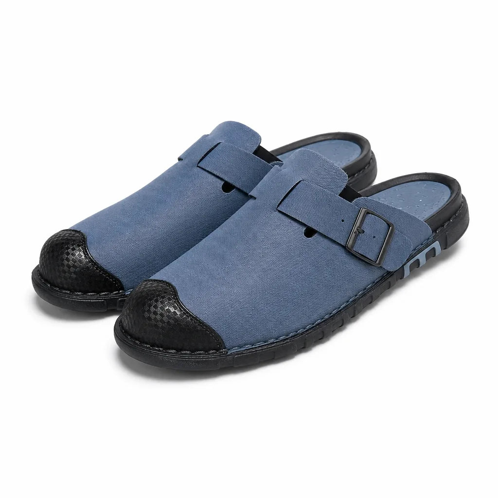 Brewster Closed Toe Slides - Color:Blue;Size:38