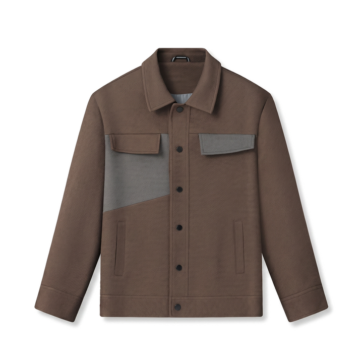 Brown Hudson Colorblock Collared Jacket 4