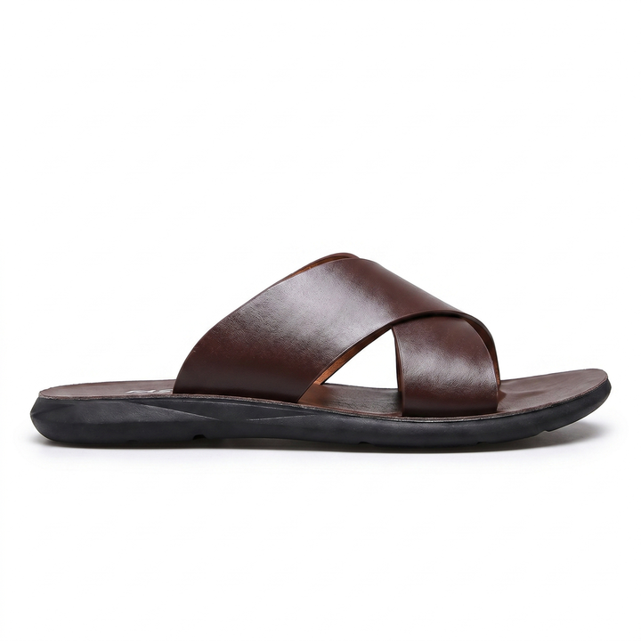 Brown Hudson Leather Slides 3