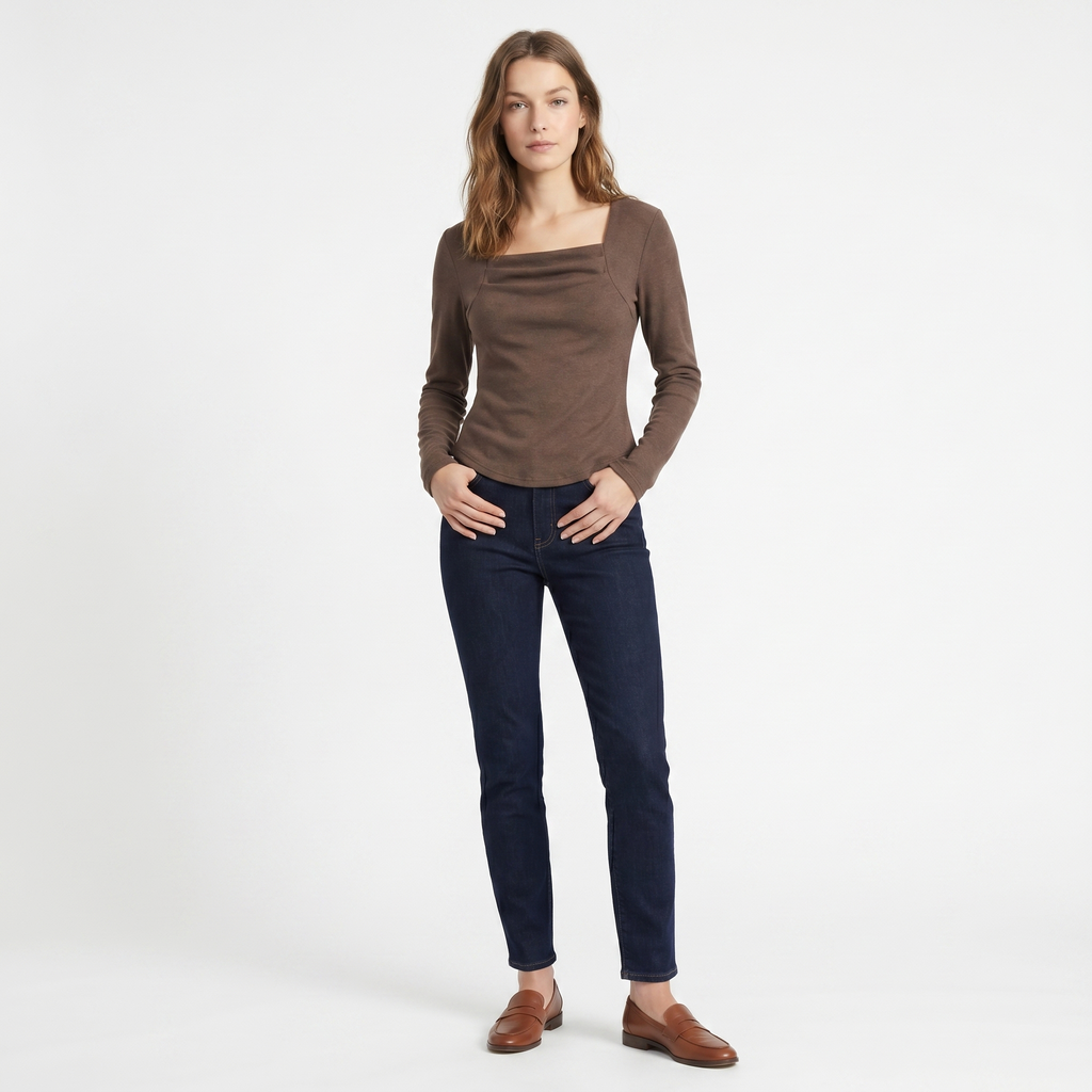 Junia Pleated Square Neck Top